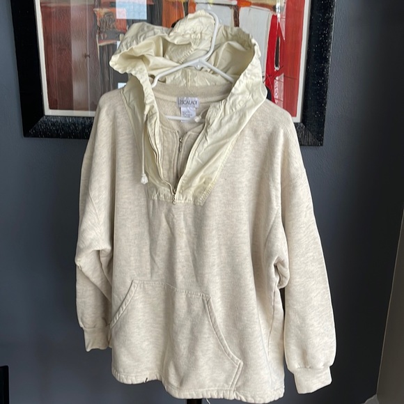 L’escalade Other - L’escalade marled ivory/gray double 1/4 zip hidden sweatshirt. Large.